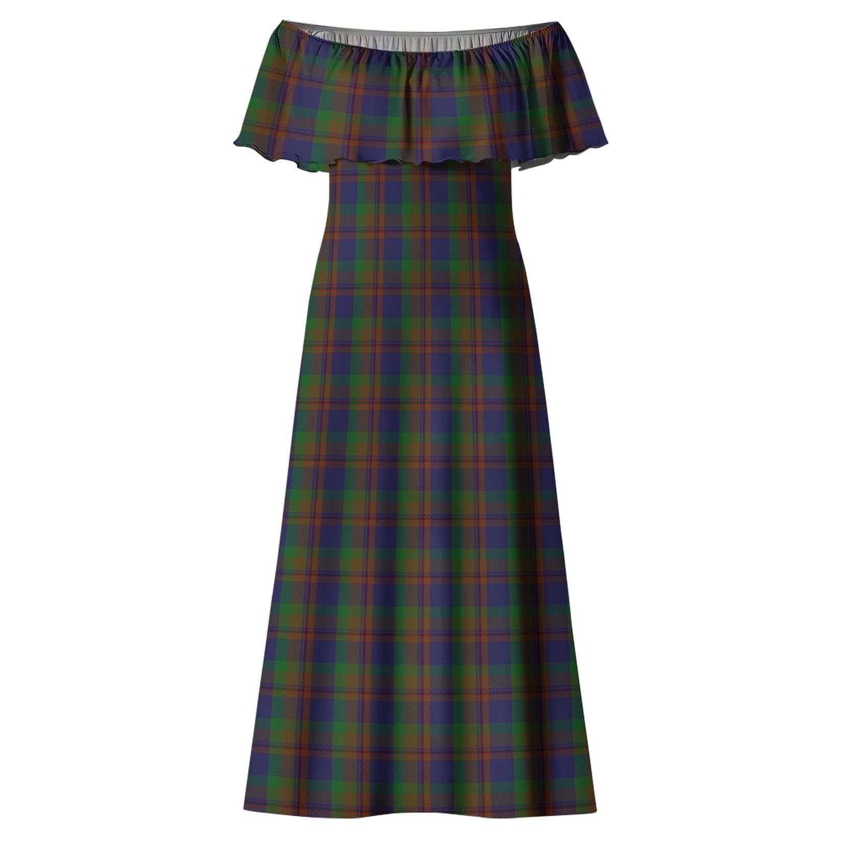 Mann Tartan Off Shoulder Long Dress - Tartan Vibes Clothing