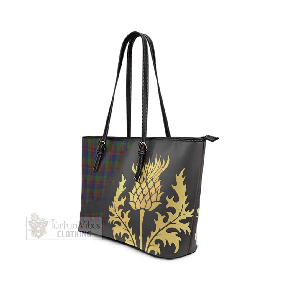 Mann Tartan Leather Tote Bag Gold Thistle Style - Tartan Vibes Clothing