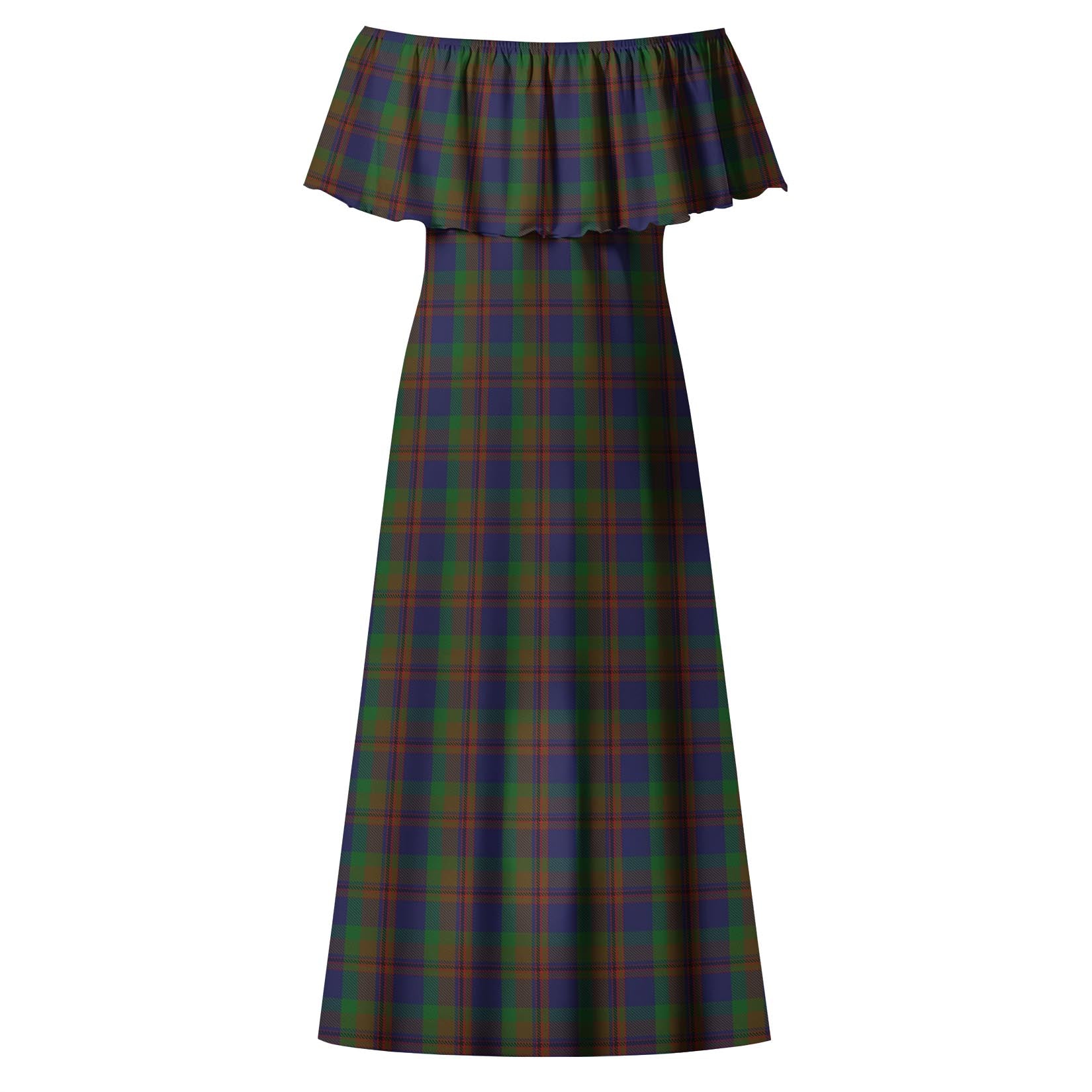 Mann Tartan Off Shoulder Long Dress - Tartan Vibes Clothing