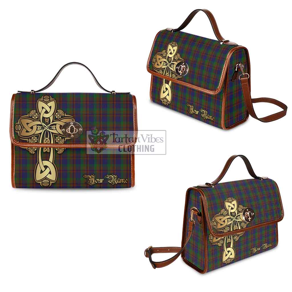 Tartan Vibes Clothing Mann Tartan Waterproof Canvas Bag Golden Thistle Celtic Cross Style