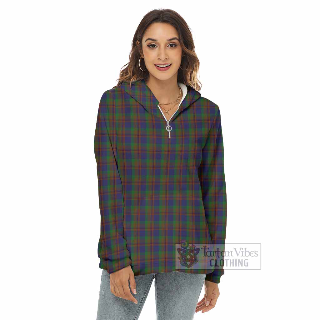 Mann Tartan Women's Borg Fleece Hoodie with Half Zip - Tartan Vibes Clothing