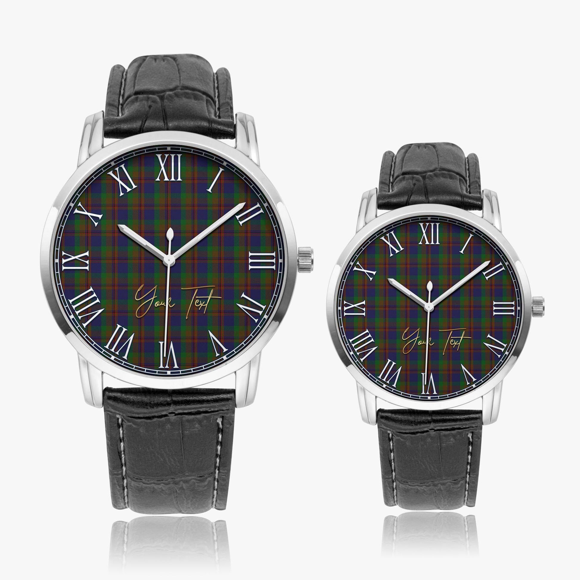 Mann Tartan Personalized Your Text Leather Trap Quartz Watch - Tartan Vibes Clothing