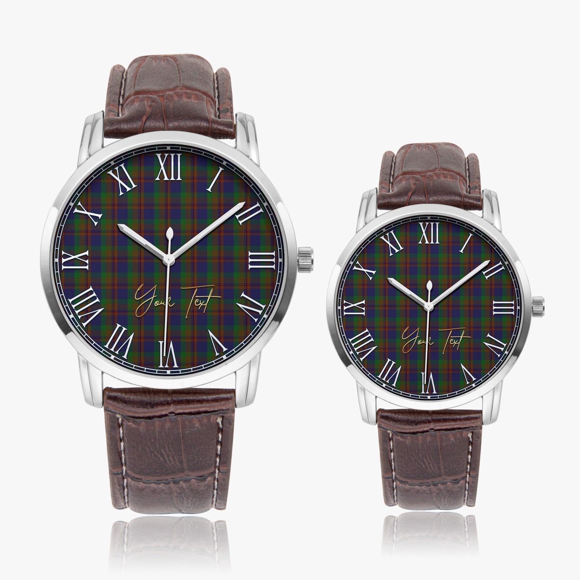 Mann Tartan Personalized Your Text Leather Trap Quartz Watch - Tartan Vibes Clothing