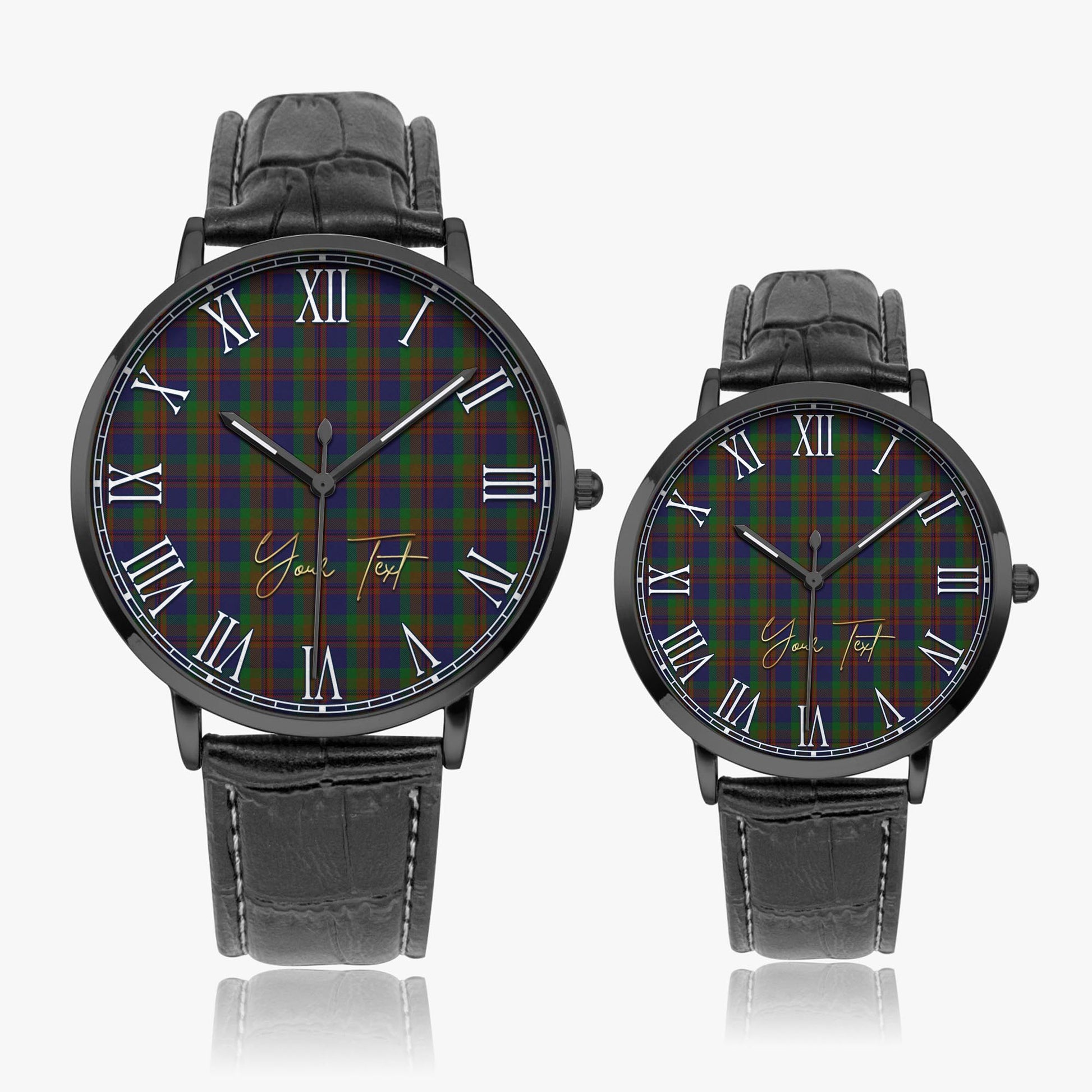 Mann Tartan Personalized Your Text Leather Trap Quartz Watch - Tartan Vibes Clothing