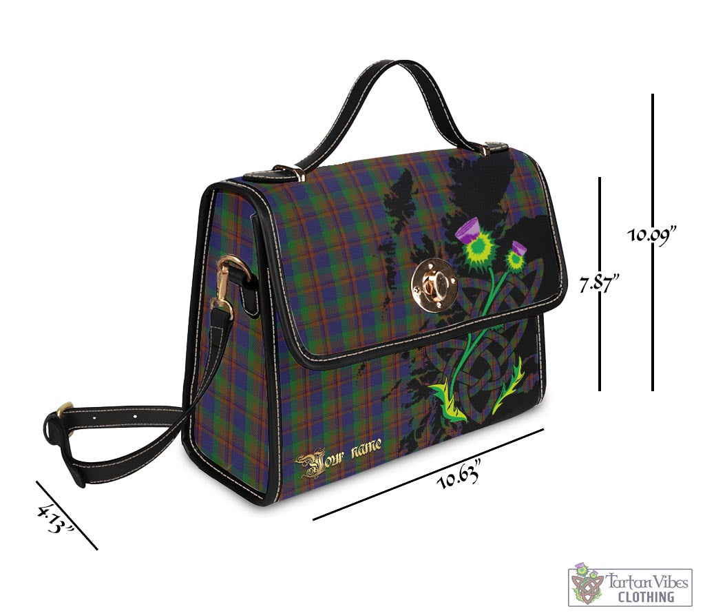 Tartan Vibes Clothing Mann Tartan Waterproof Canvas Bag with Scotland Map and Thistle Celtic Accents