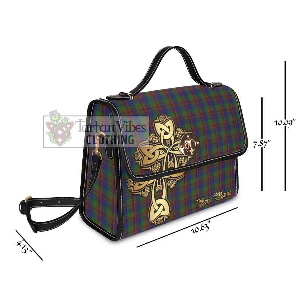Tartan Vibes Clothing Mann Tartan Waterproof Canvas Bag Golden Thistle Celtic Cross Style