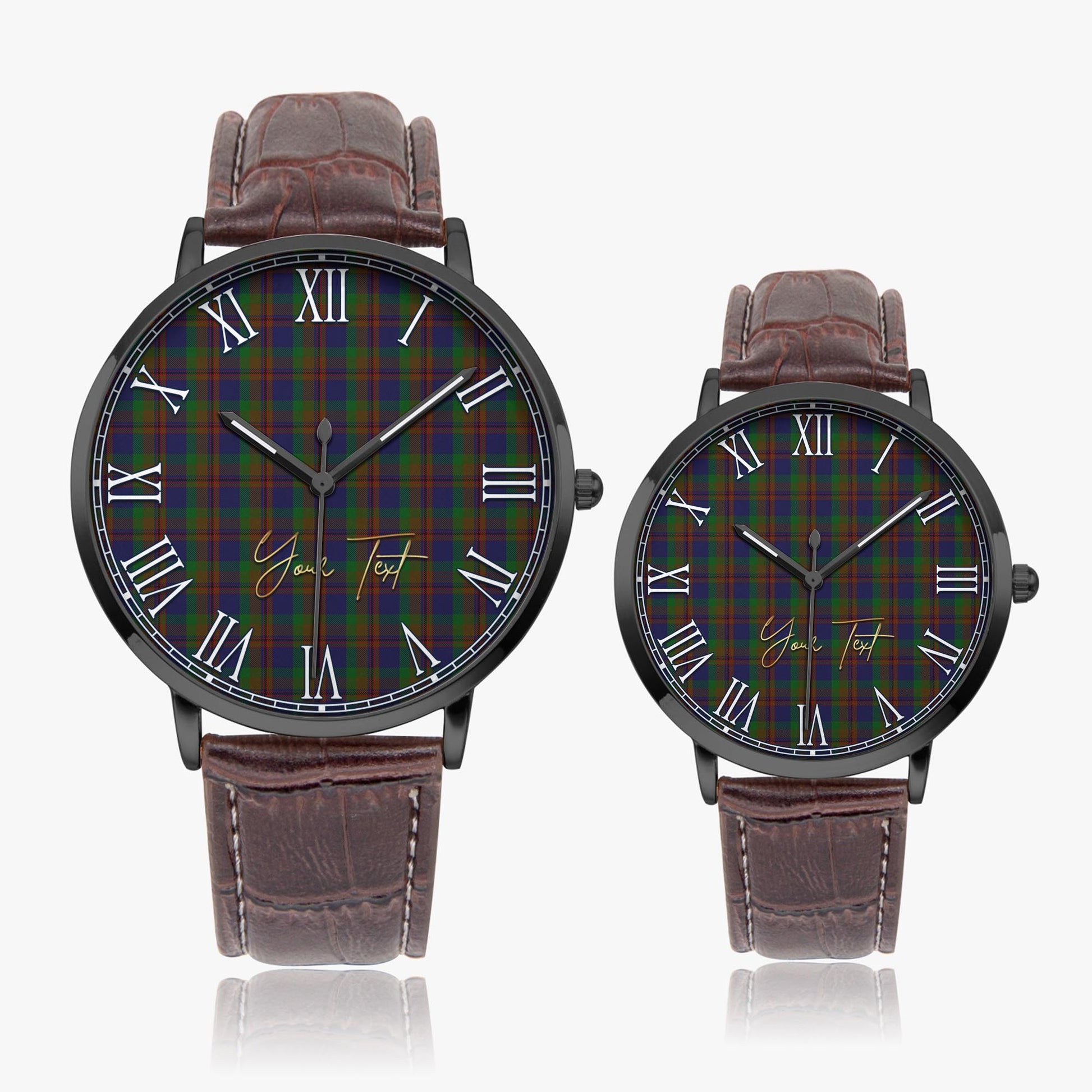 Mann Tartan Personalized Your Text Leather Trap Quartz Watch - Tartan Vibes Clothing