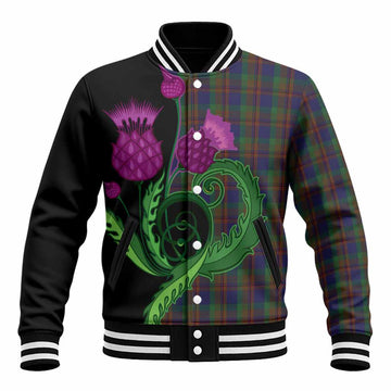 Mann Tartan Baseball Jacket Traditional Scottish Thistle