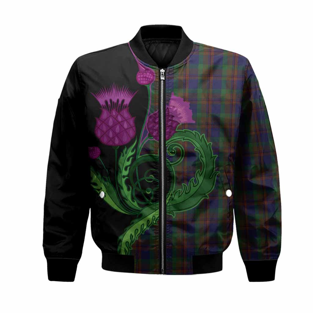 Mann Tartan Bomber Jacket Traditional Scottish Thistle Unisex Black - Tartan Vibes Clothing