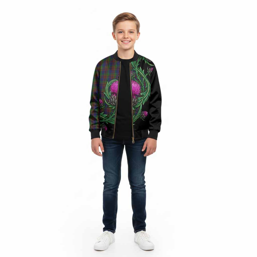 Mann Tartan Kid Bomber Jacket Resilient Scottish Thistle - Tartan Vibes Clothing