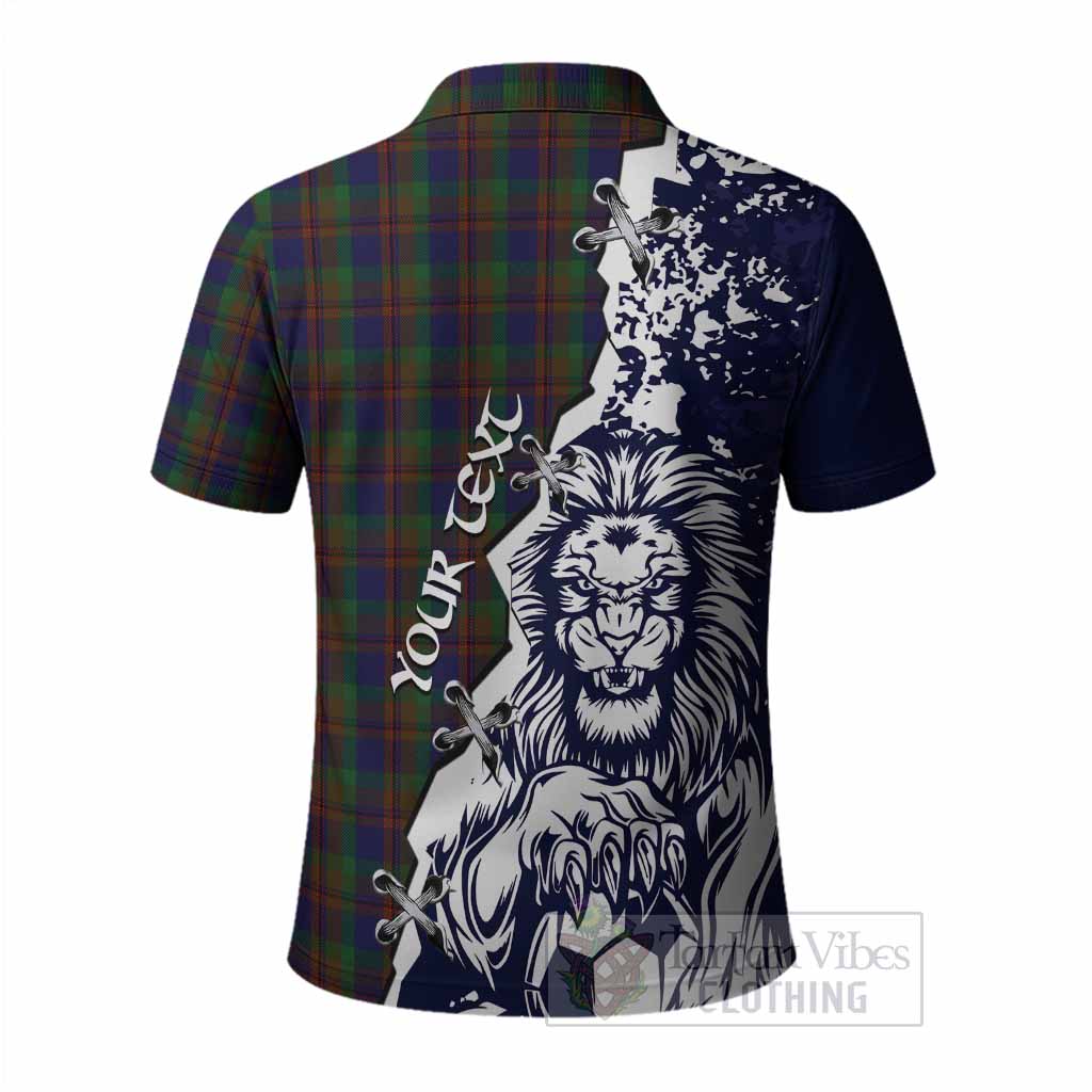 Mann Tartan Scottish Polo Shirt Angry Lion With Soccer Ball Style