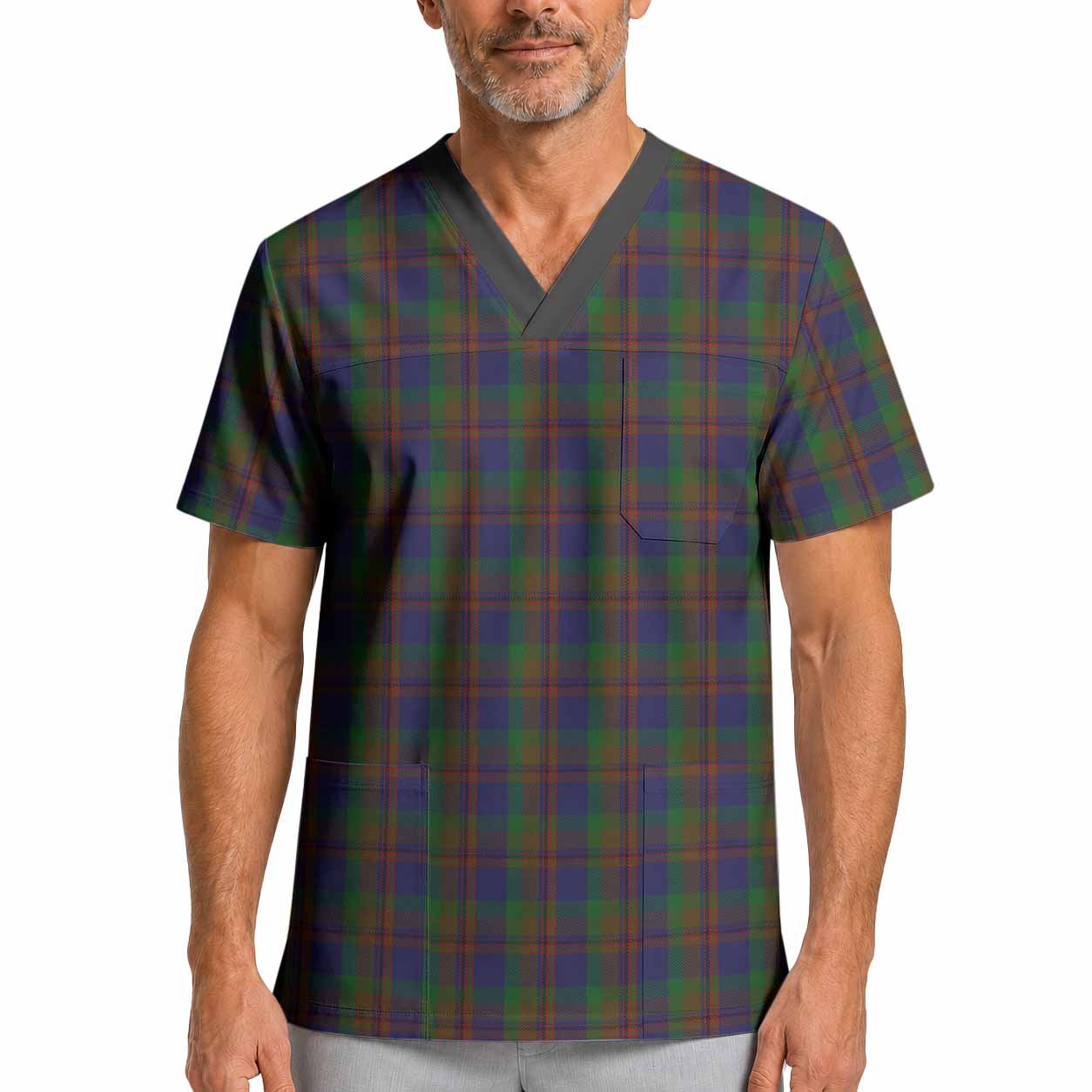 Mann Tartan Scrub Top XL - Tartan Vibes Clothing