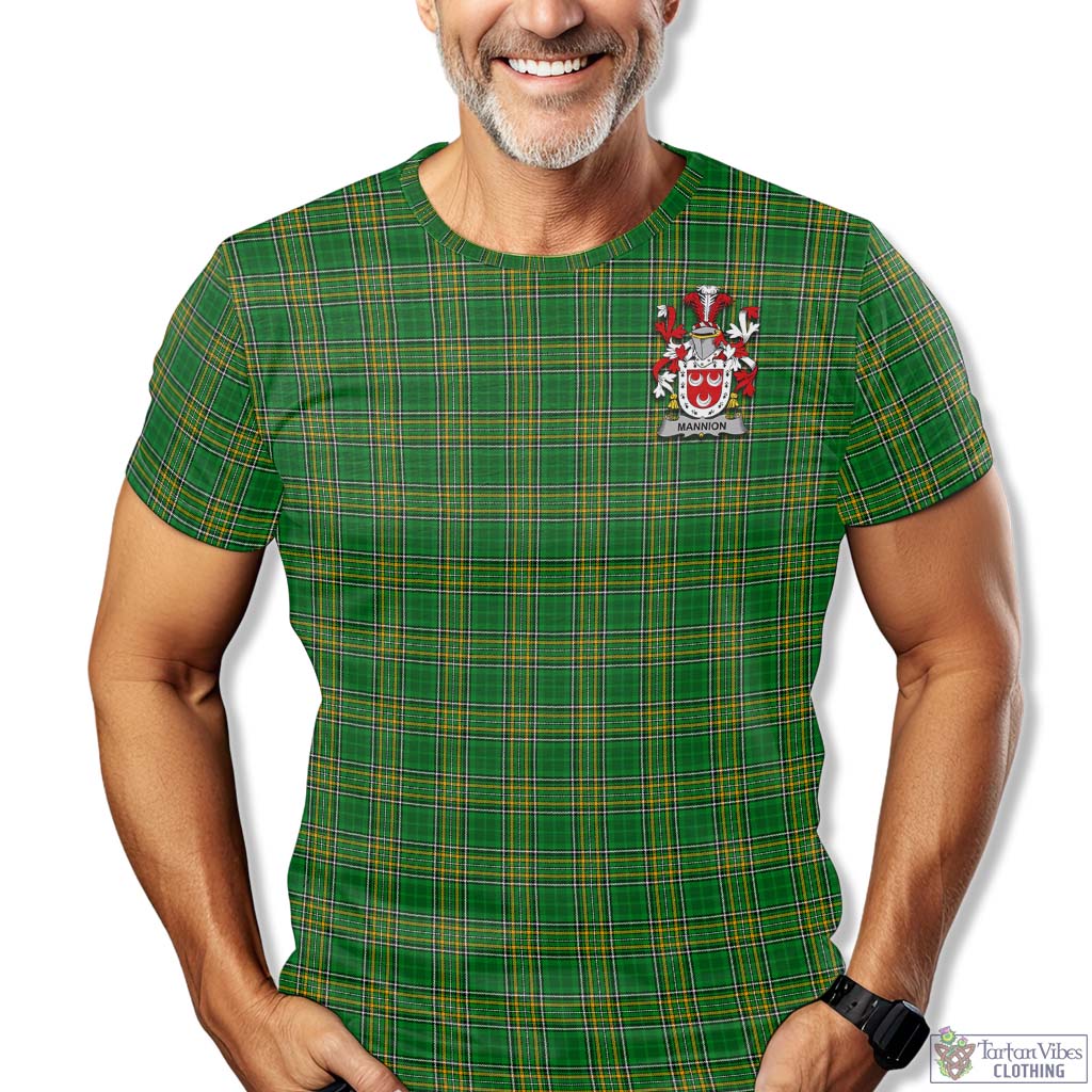 Tartan Vibes Clothing Mannion Ireland Clan Tartan T-Shirt with Family Seal