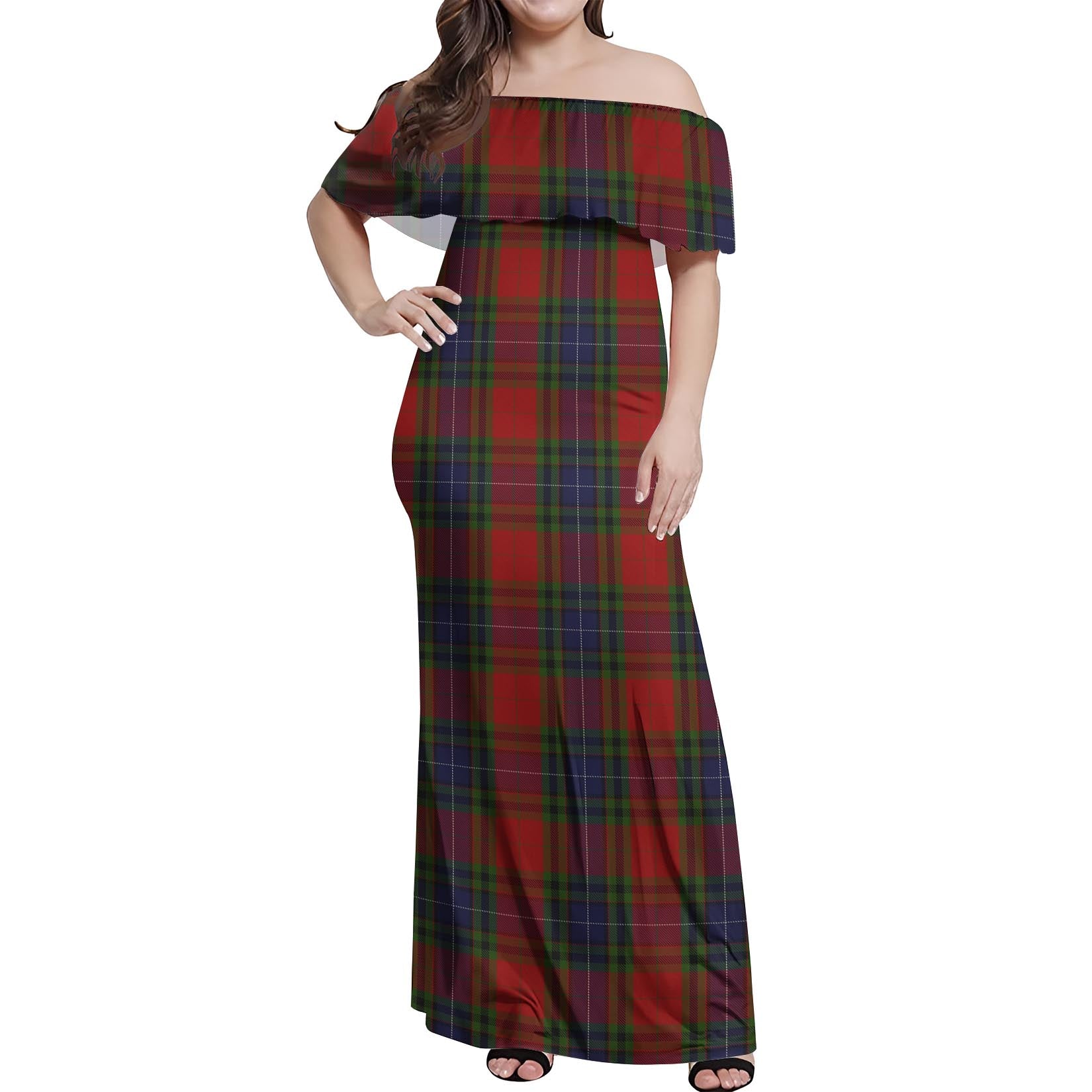 Manson Tartan Off Shoulder Long Dress Women's Dress - Tartan Vibes Clothing