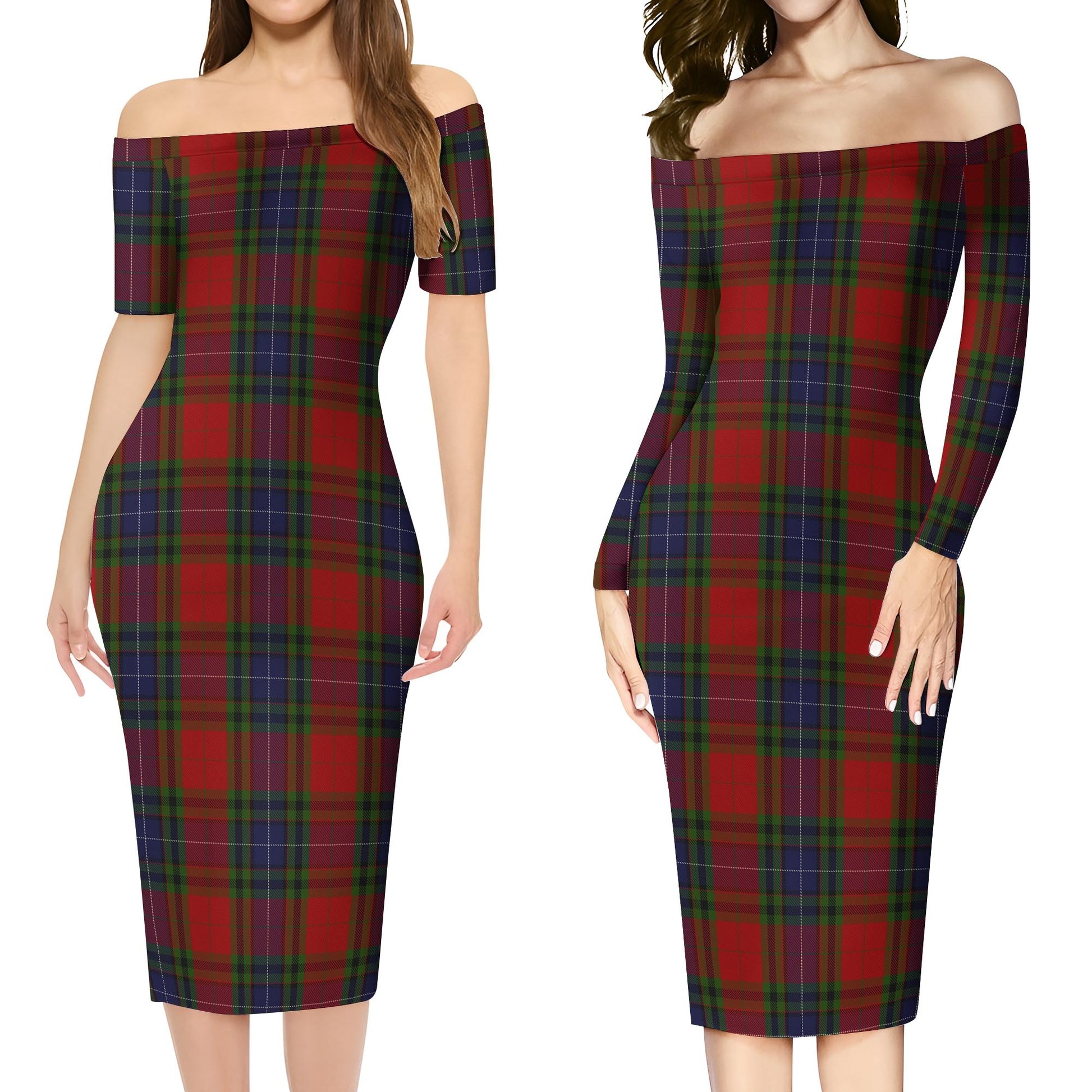Manson Tartan Off Shoulder Lady Dress Women's Dress - Tartan Vibes Clothing