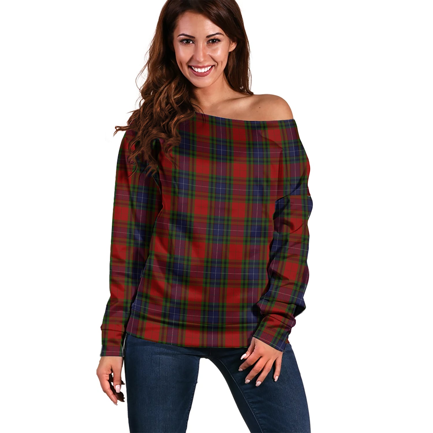 Manson Tartan Off Shoulder Women Sweater Women - Tartan Vibes Clothing