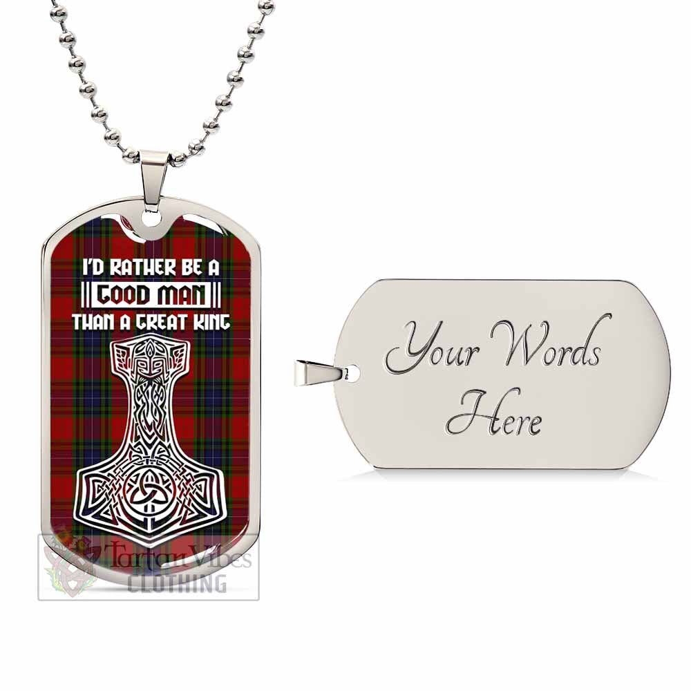 Manson Tartan Dog Tag Necklace Viking Mjolnir Style Silver Yes - Tartan Vibes Clothing