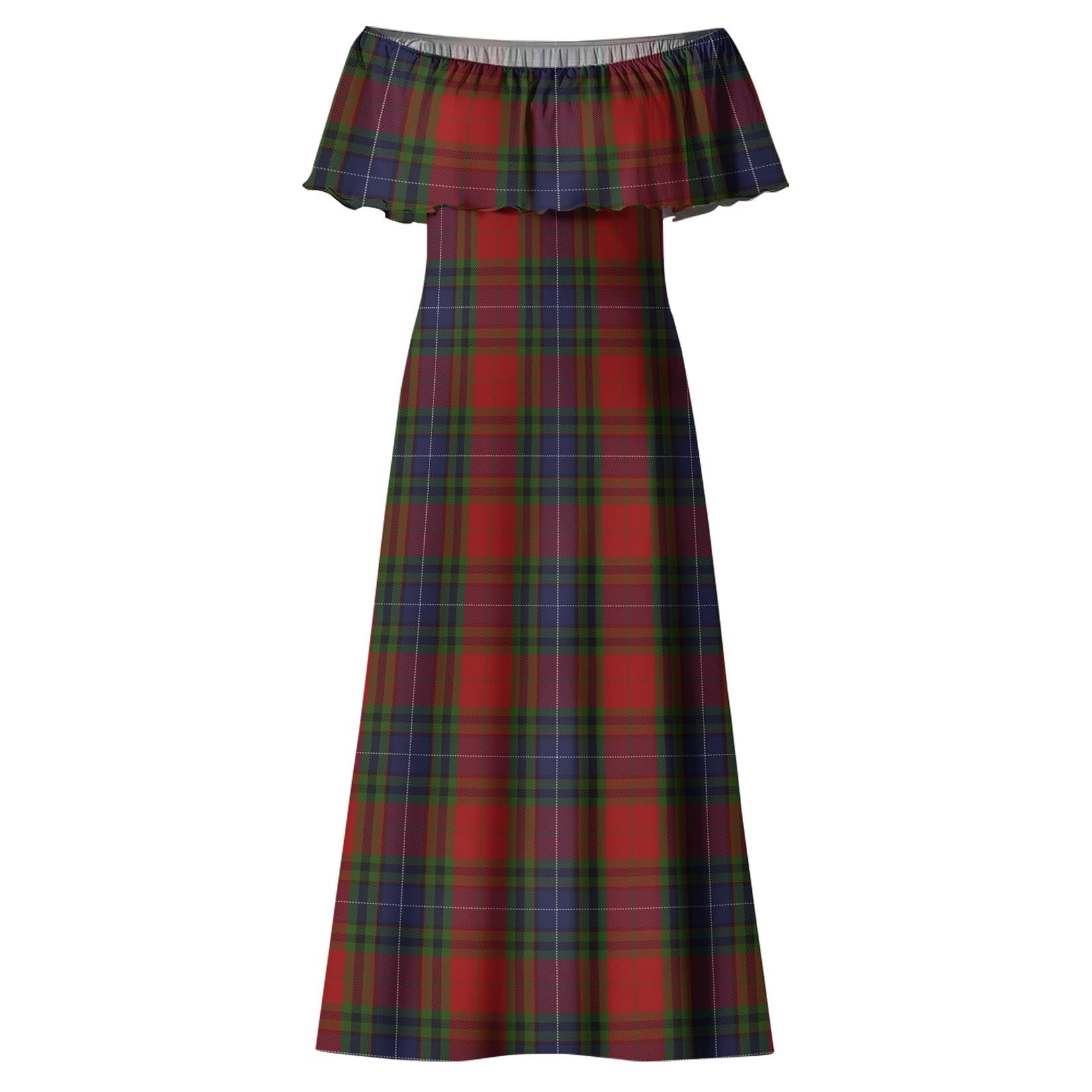 Manson Tartan Off Shoulder Long Dress - Tartan Vibes Clothing