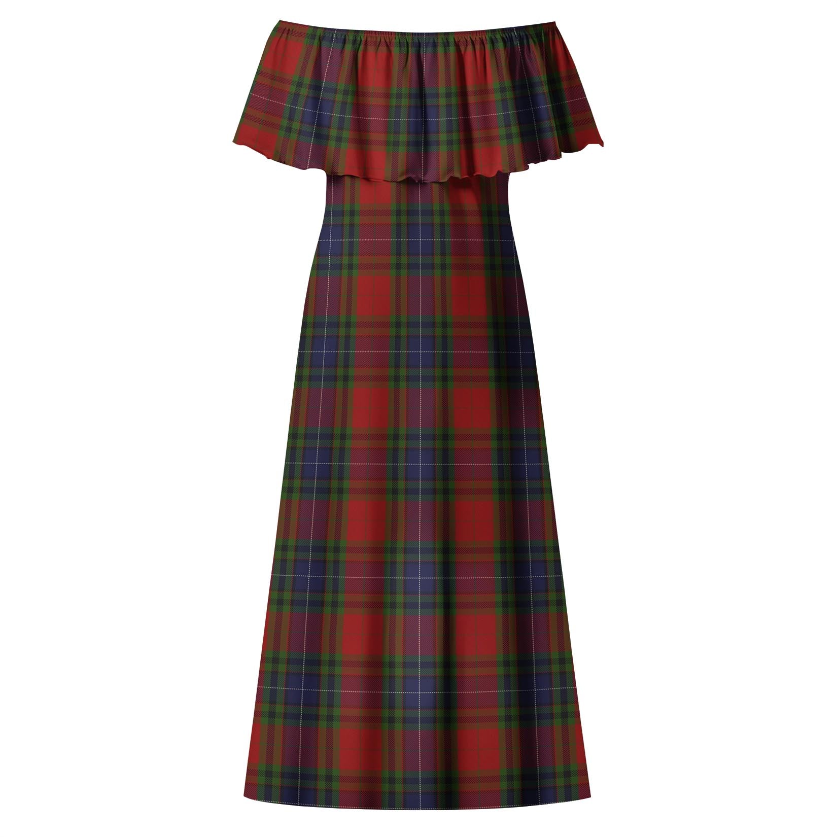 Manson Tartan Off Shoulder Long Dress - Tartan Vibes Clothing