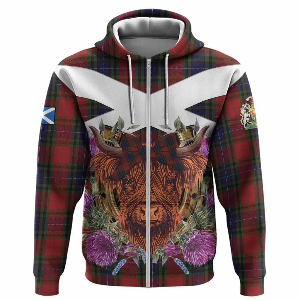 Manson Tartan Hoodie Scottish Thistle Heilan Coo