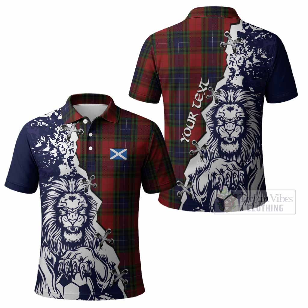 Manson Tartan Scottish Polo Shirt Angry Lion With Soccer Ball Style