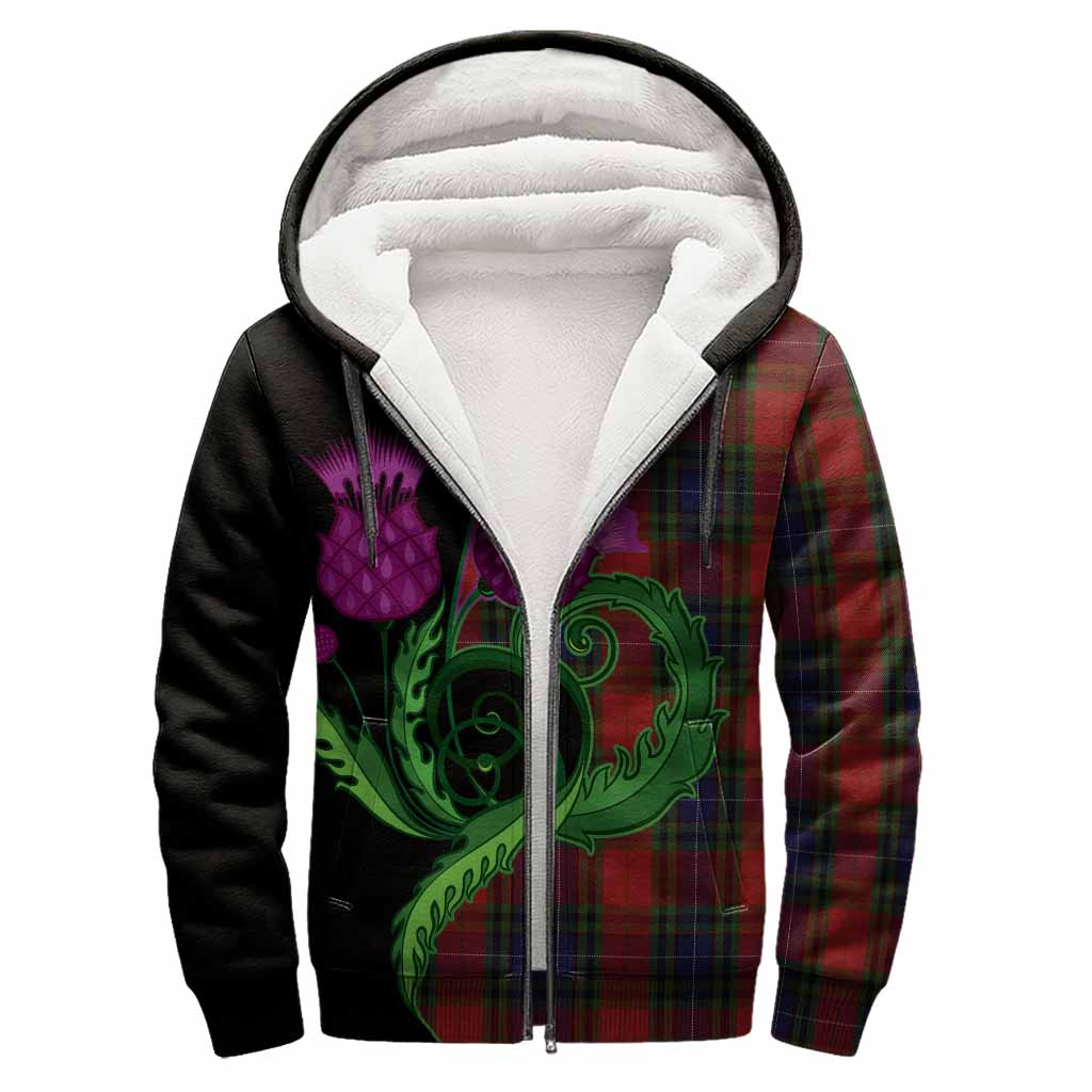 Manson Tartan Sherpa Hoodie Traditional Scottish Thistle