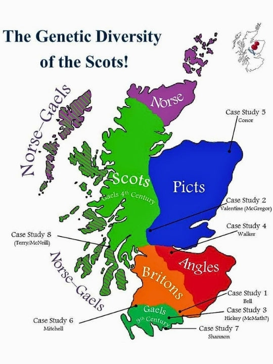 Map of Scottish genetic diversity showing Picts, Gaels, Norse and Angles