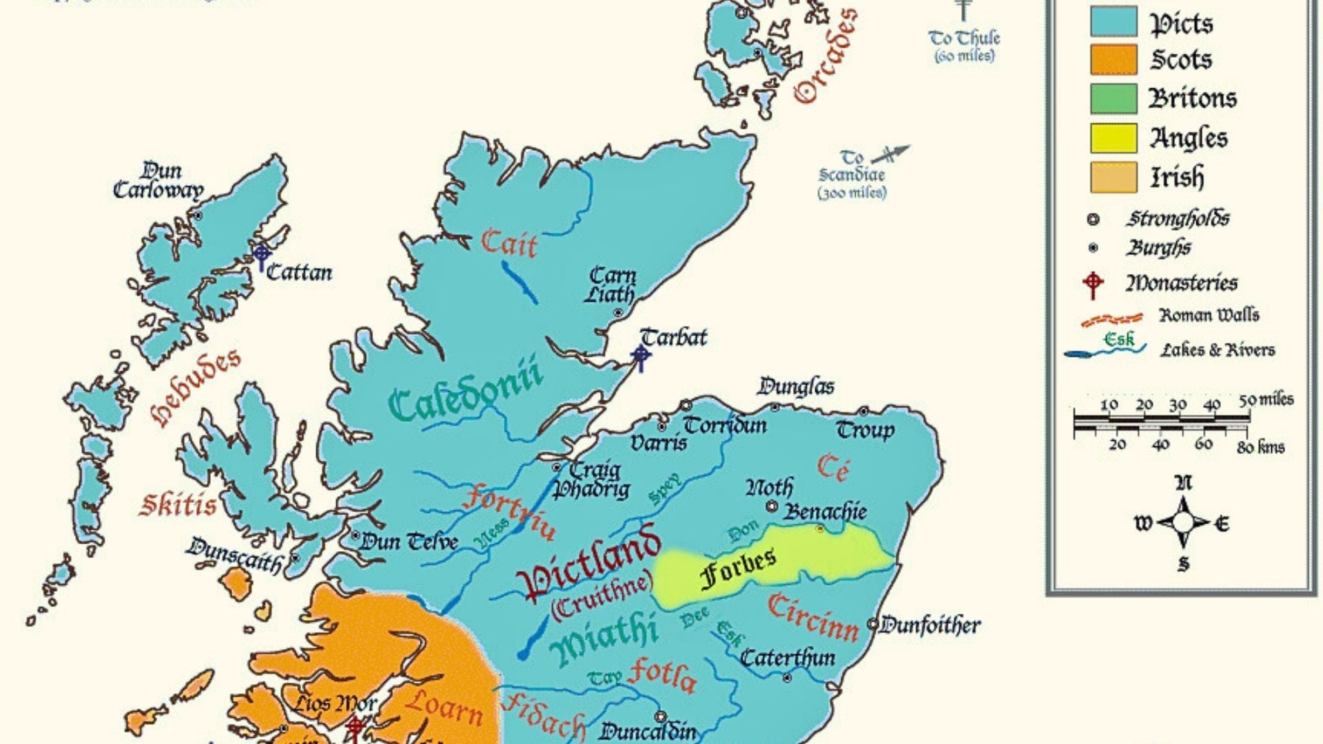 Map showing the historical territory of Clan Forbes in Aberdeenshire, northeast Scotland