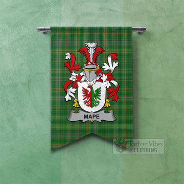 Mape Irish Clan Tartan Gonfalon, Tartan Banner with Coat of Arms