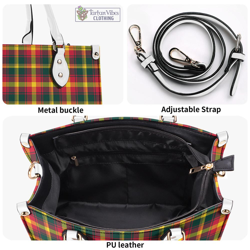 Tartan Vibes Clothing Maple Leaf Canada Tartan Luxury Leather Handbags