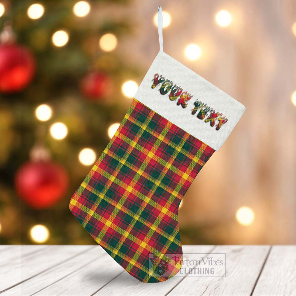 Tartan Vibes Clothing Maple Leaf Canada Tartan Christmas Stocking with Personalized Text