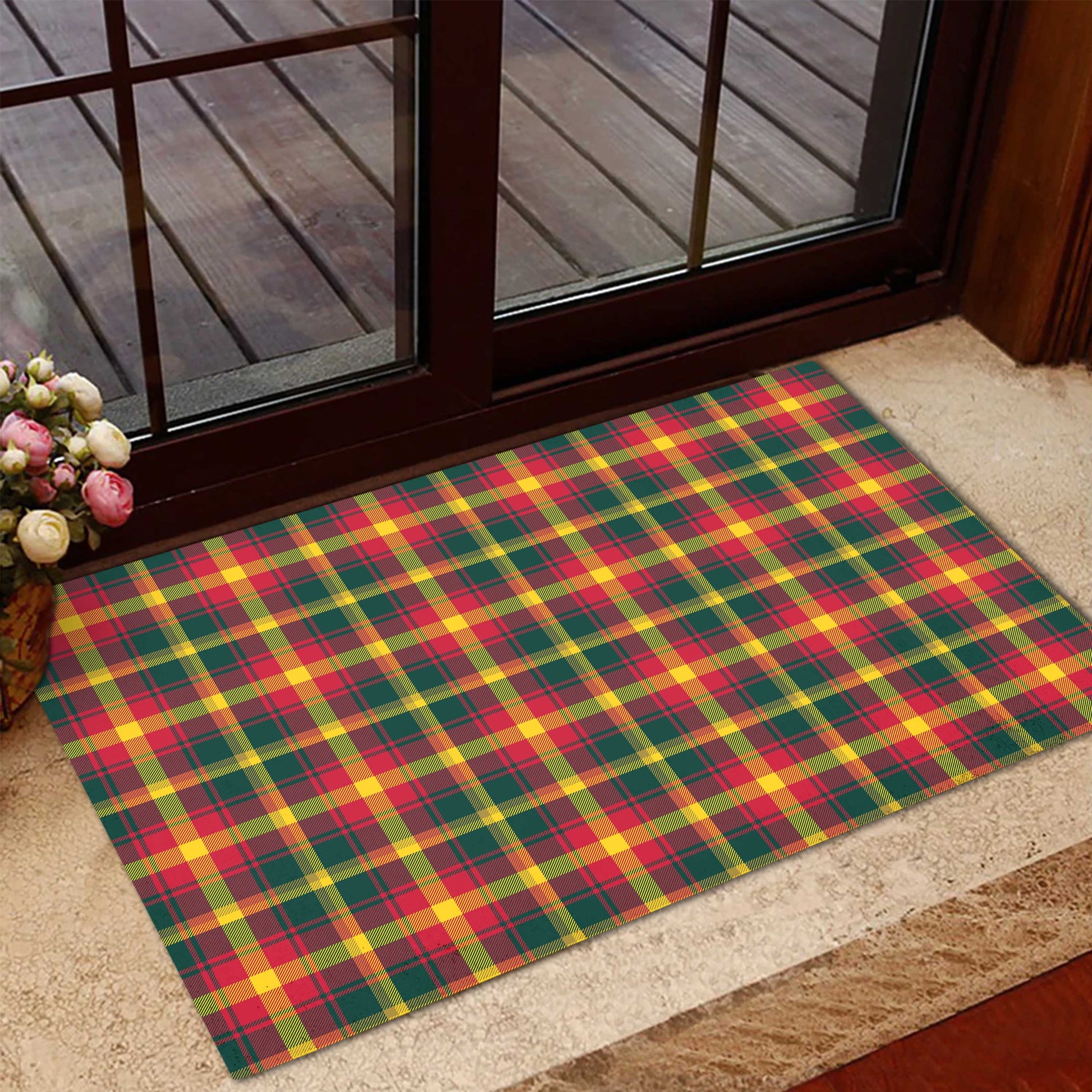 Maple Leaf Canada Tartan Door Mat - Tartanvibesclothing