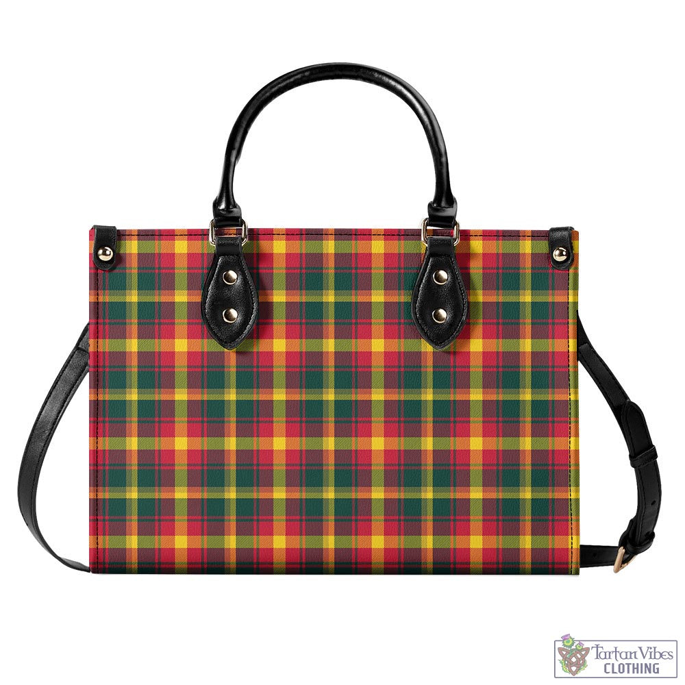 Tartan Vibes Clothing Maple Leaf Canada Tartan Luxury Leather Handbags