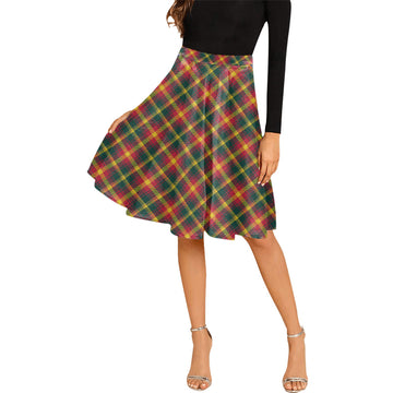 Maple Leaf Canada Tartan Melete Pleated Midi Skirt Cross Style