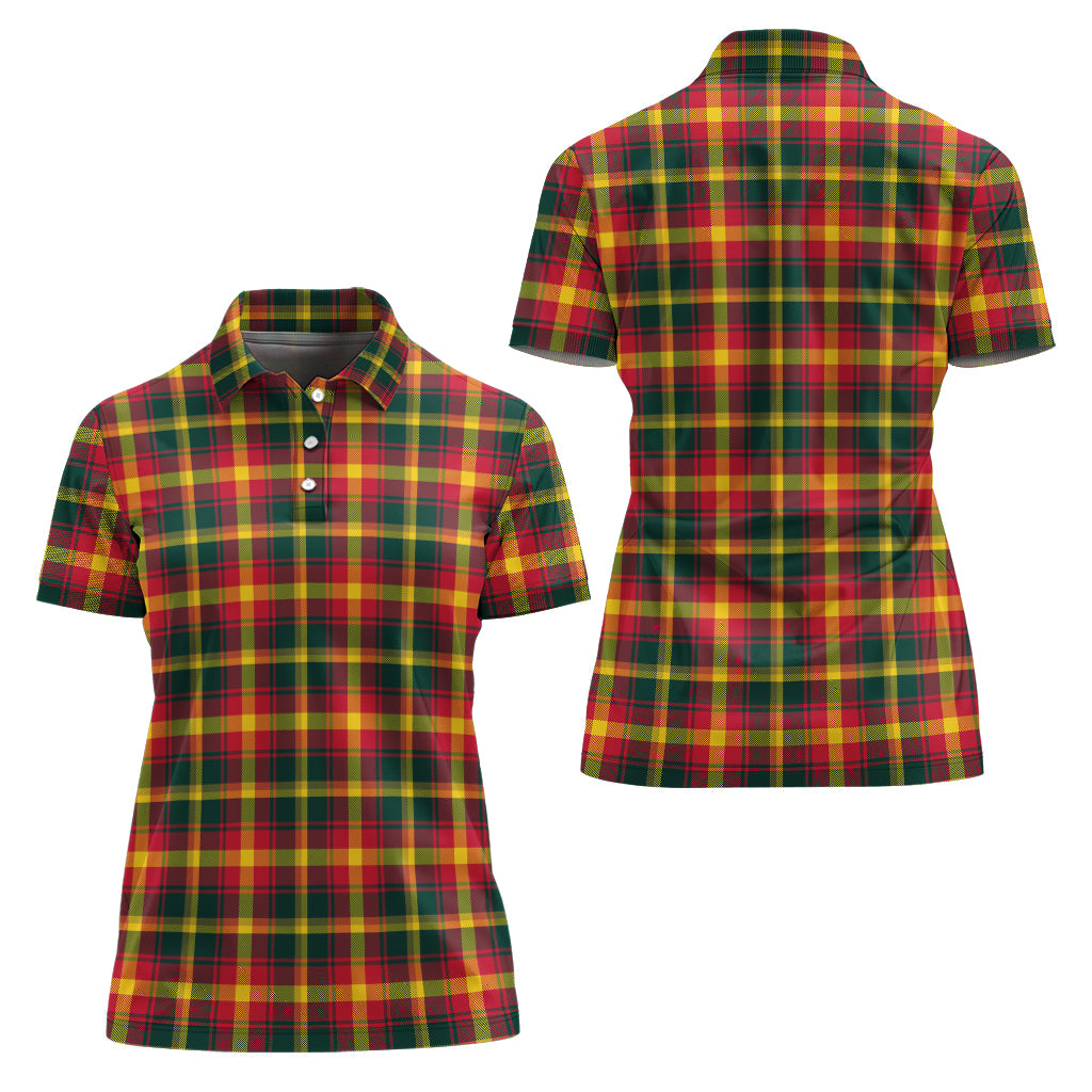 Maple Leaf Canada Tartan Polo Shirt For Women Women - Tartan Vibes Clothing