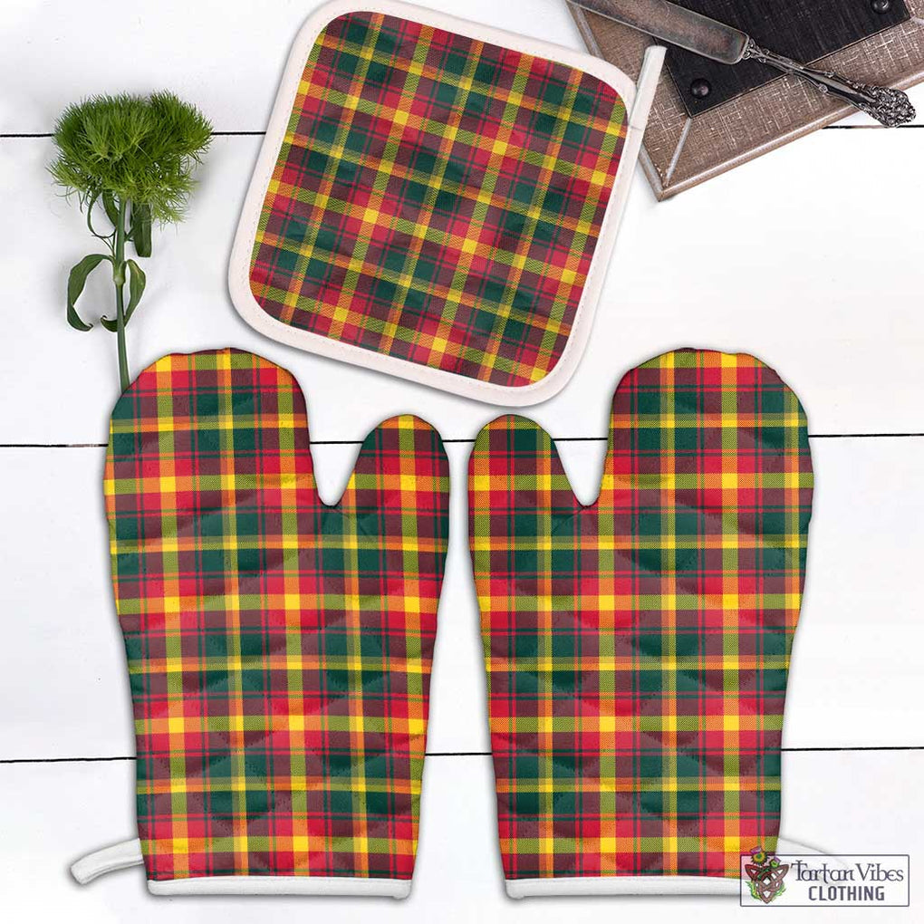 Maple Leaf Canada Tartan Combo Oven Mitt & Pot-Holder Combo 2 Oven Mitt & 1 Pot-Holder Black - Tartan Vibes Clothing
