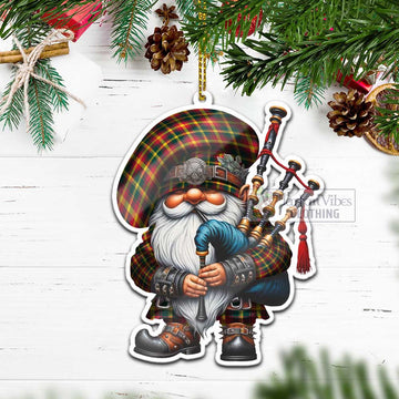 Maple Leaf Canada Tartan Bagpiper Gnome Christmas Ornament