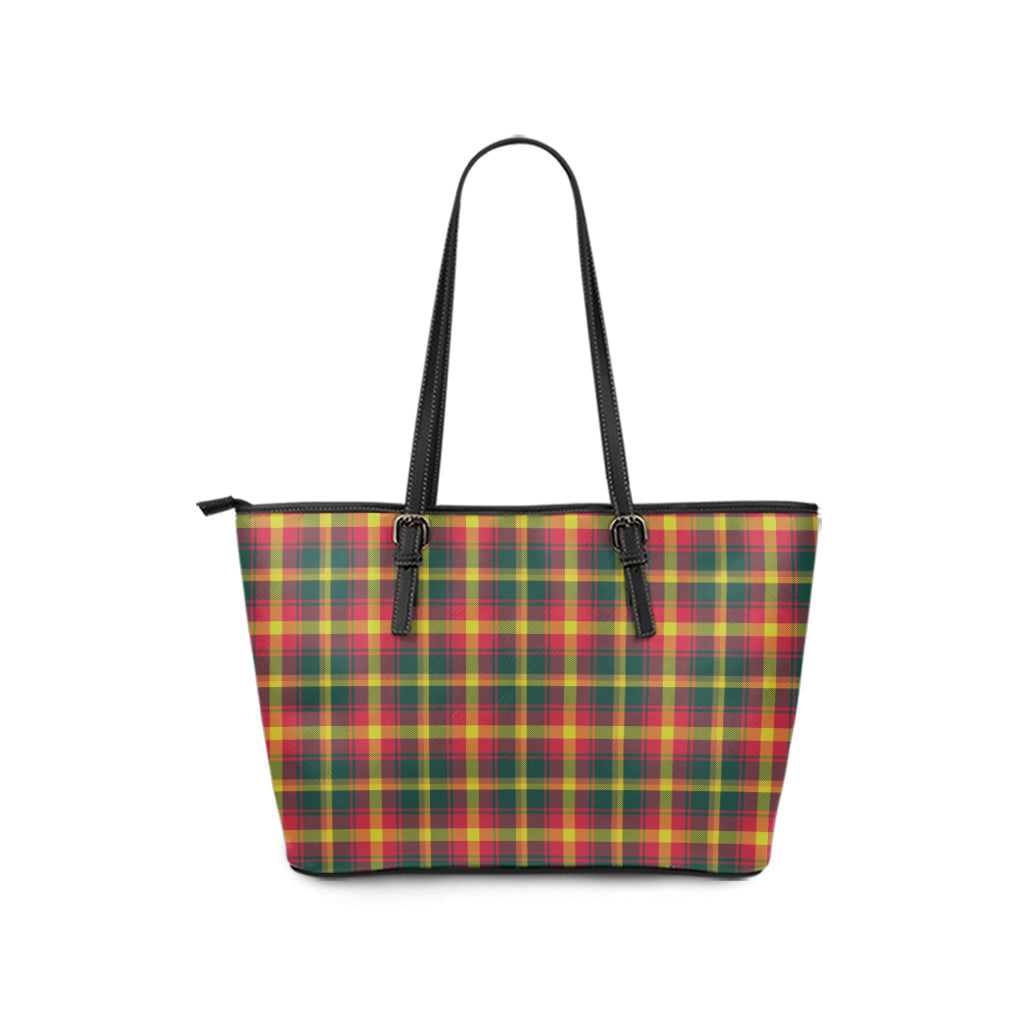 Maple Leaf Canada Tartan Leather Tote Bag - Tartan Vibes Clothing