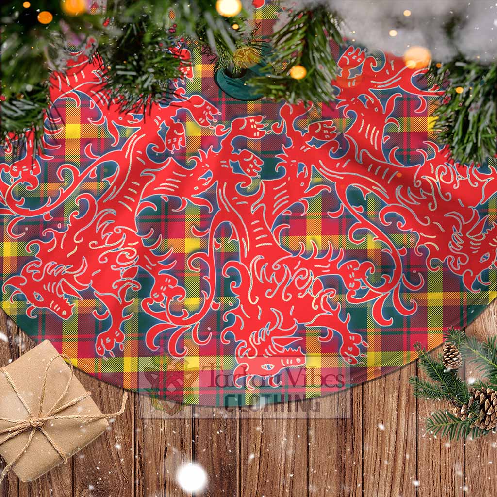 Tartan Vibes Clothing Maple Leaf Canada Tartan Christmas Tree Skirt Lion Rampant Style