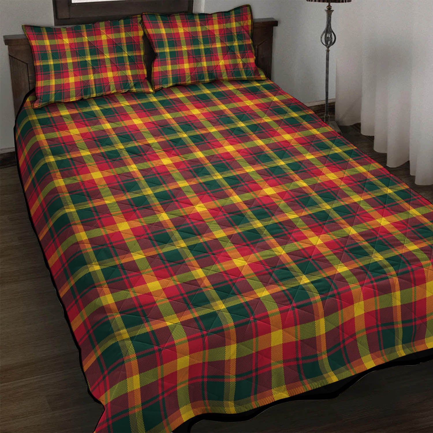 Maple Leaf Canada Tartan Quilt Bed Set - Tartanvibesclothing