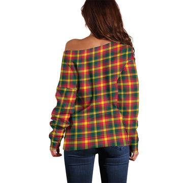 Maple Leaf Canada Tartan Off Shoulder Women Sweater