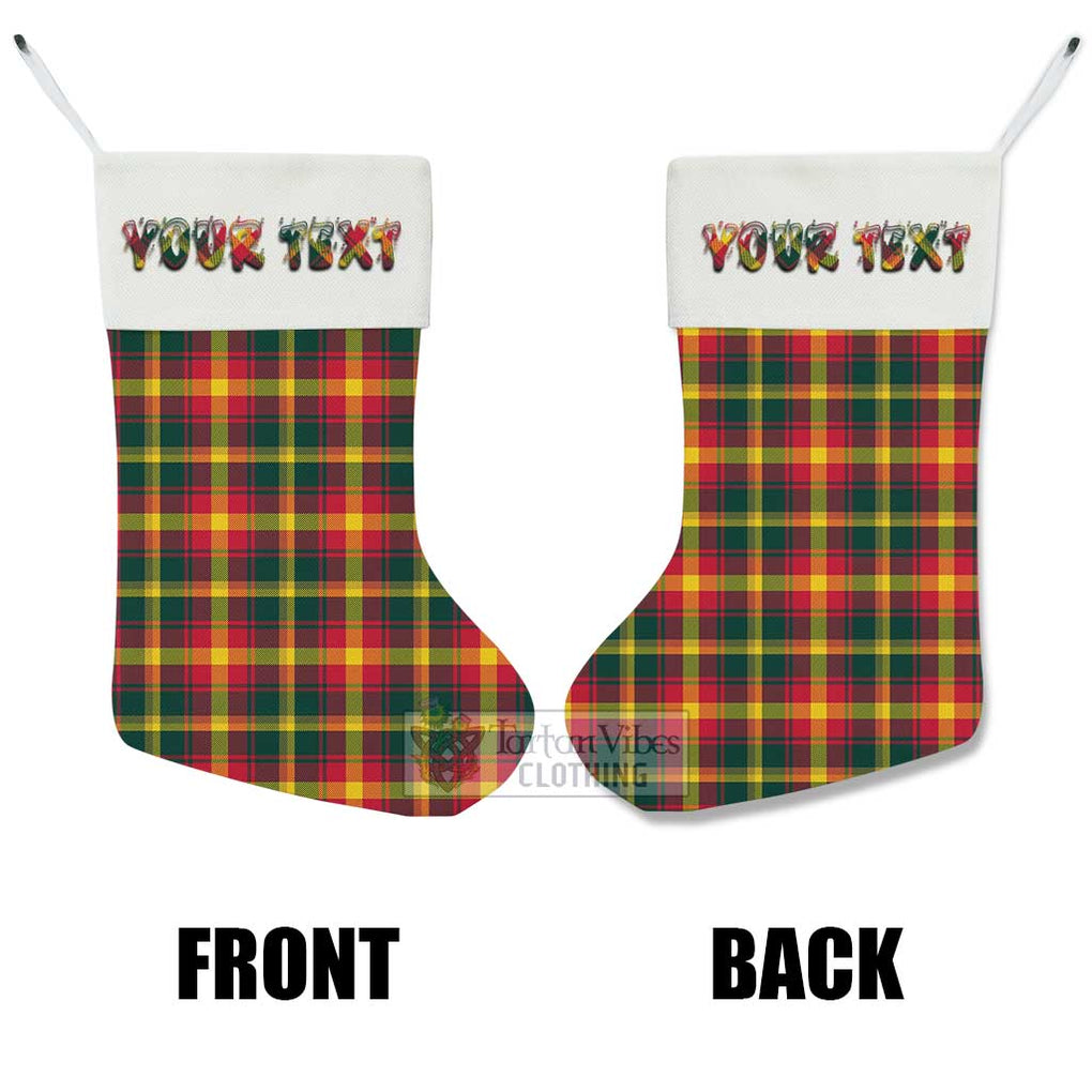 Tartan Vibes Clothing Maple Leaf Canada Tartan Christmas Stocking with Personalized Text