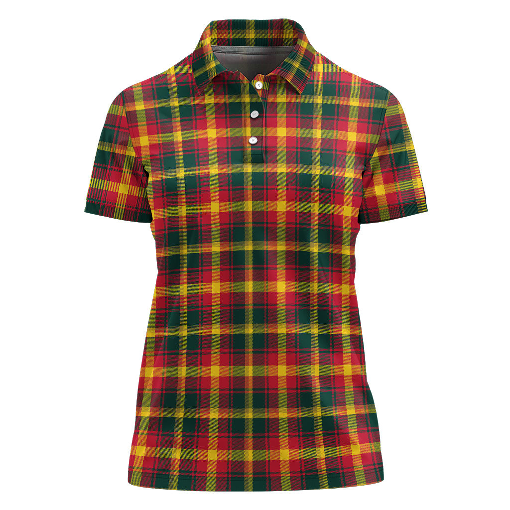 Maple Leaf Canada Tartan Polo Shirt For Women - Tartan Vibes Clothing