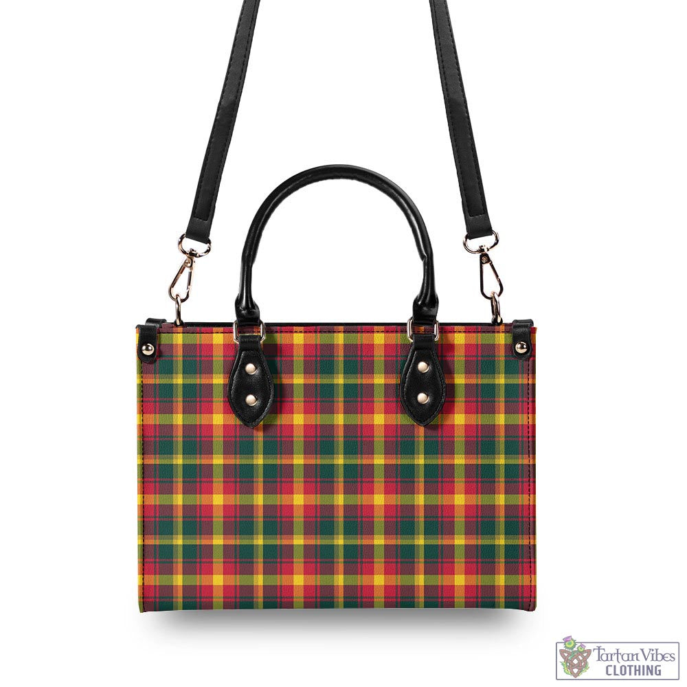 Tartan Vibes Clothing Maple Leaf Canada Tartan Luxury Leather Handbags