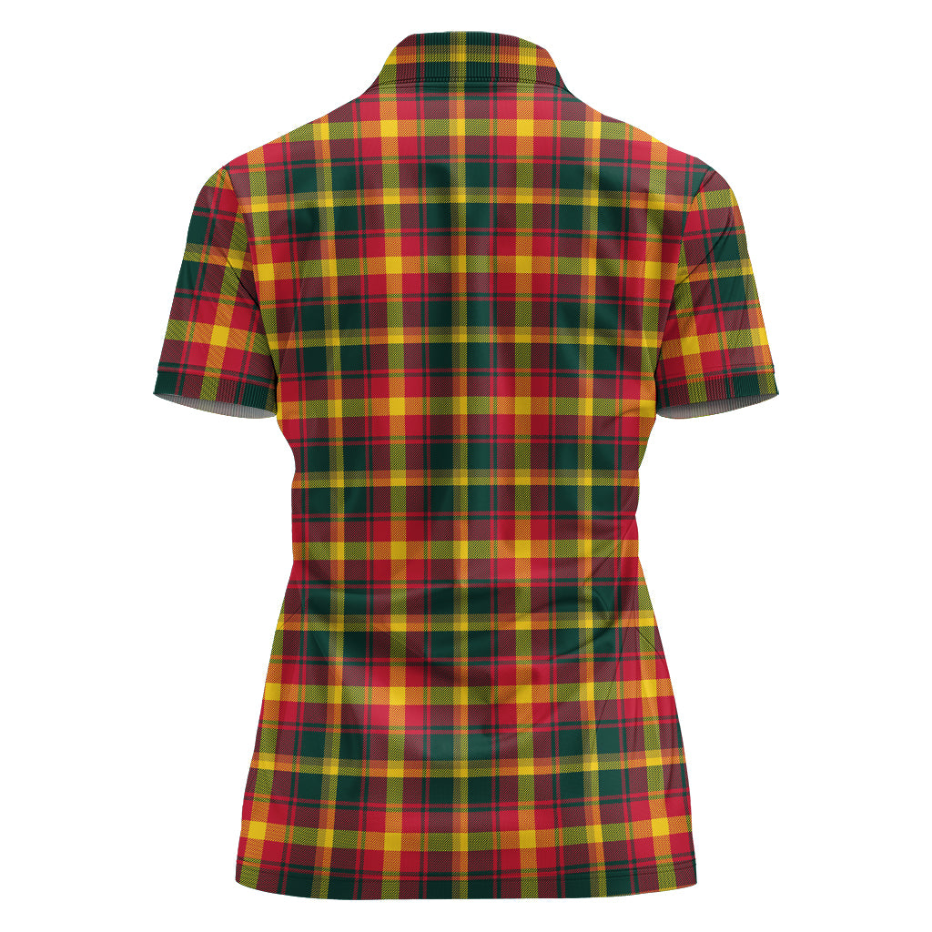 Maple Leaf Canada Tartan Polo Shirt For Women - Tartan Vibes Clothing