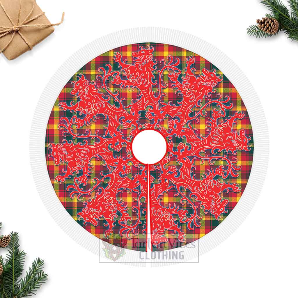 Tartan Vibes Clothing Maple Leaf Canada Tartan Christmas Tree Skirt Lion Rampant Style