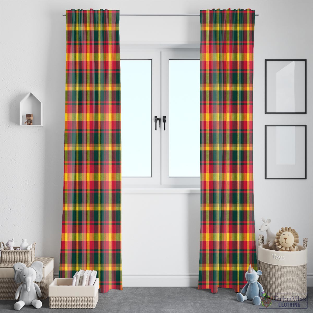 Maple Leaf Canada Tartan Window Curtain