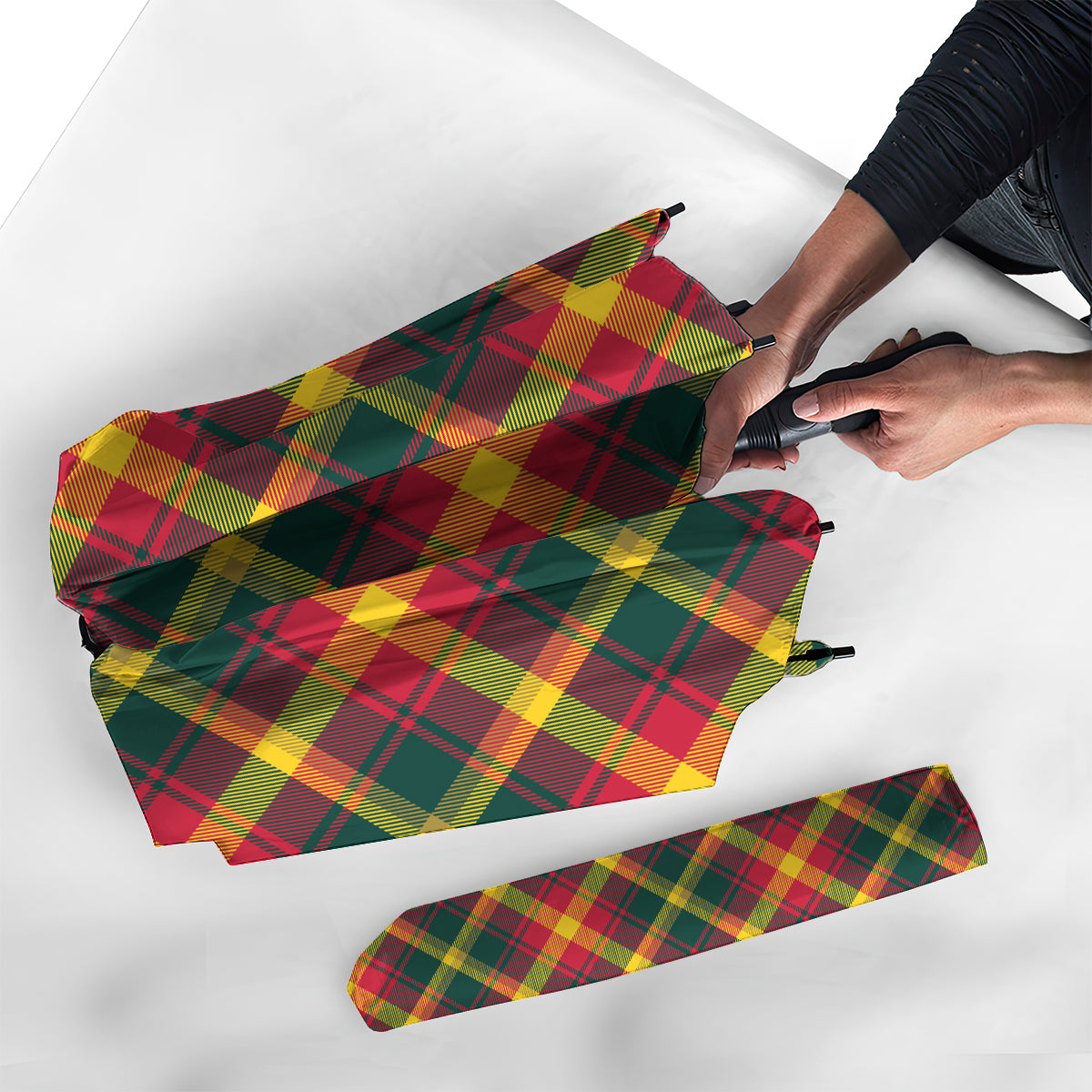 Maple Leaf Canada Tartan Umbrella - Tartanvibesclothing