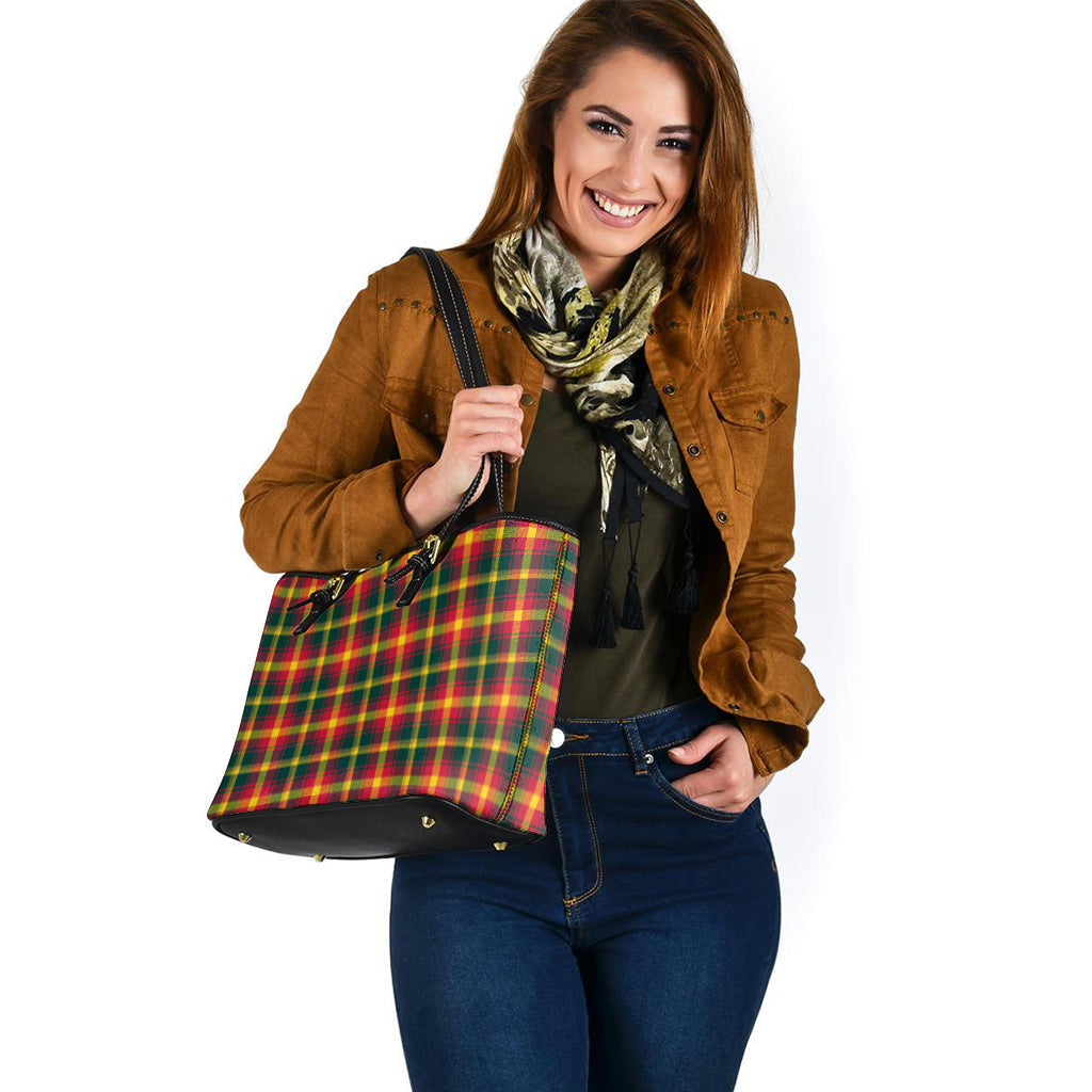Maple Leaf Canada Tartan Leather Tote Bag - Tartan Vibes Clothing