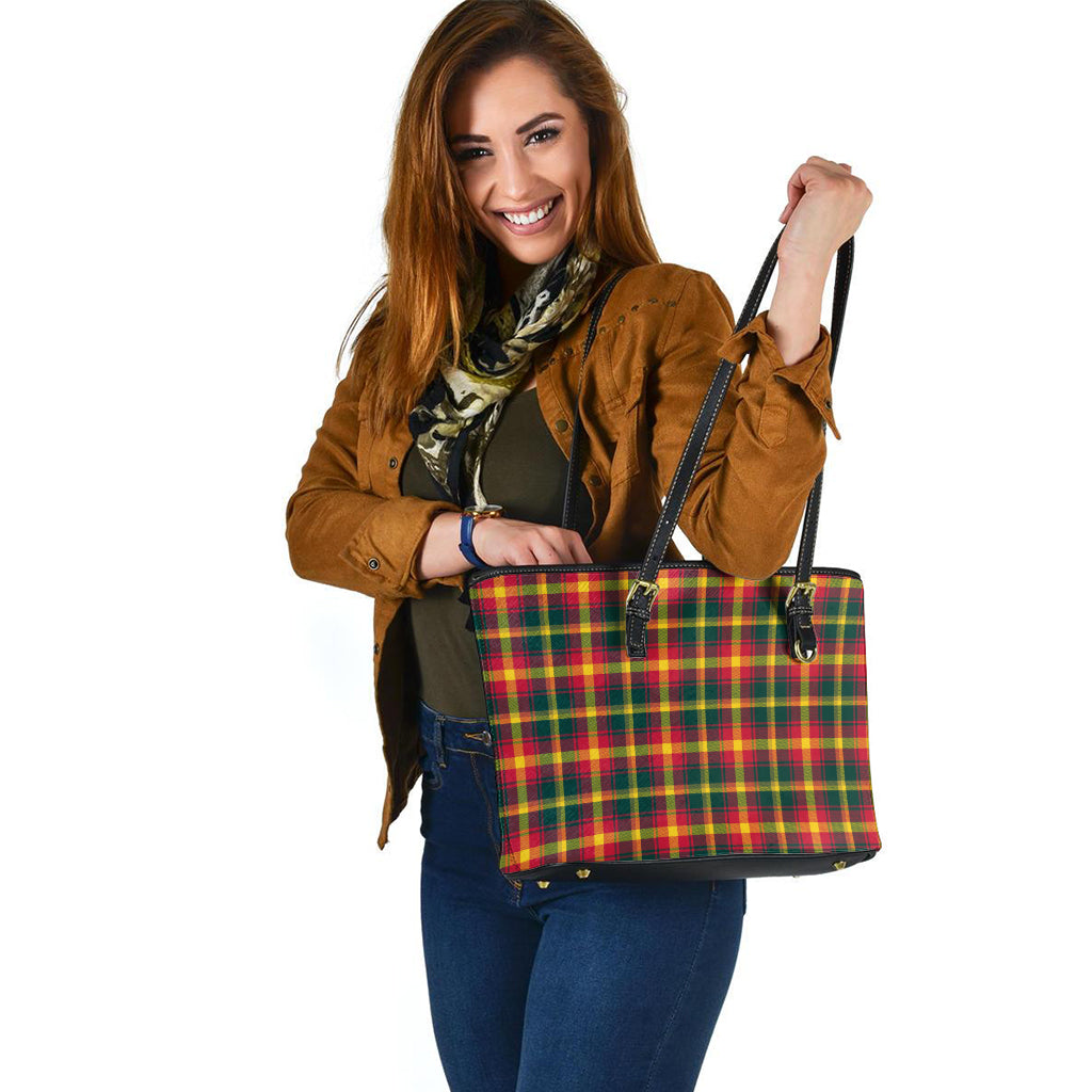 Maple Leaf Canada Tartan Leather Tote Bag - Tartan Vibes Clothing